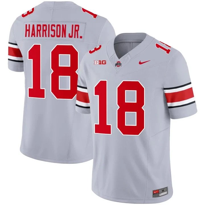 Ohio State Buckeyes Marvin Harrison Jr. Men's #18 Grey Collection 2023 Stitched College Football Jersey